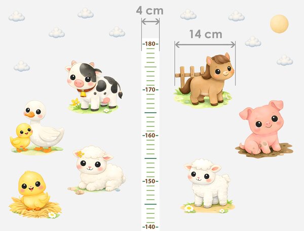 Nalepte.cz Meter mláďatá z farmy textilní prelepiteľné nálepky na stenu výška 160 cm