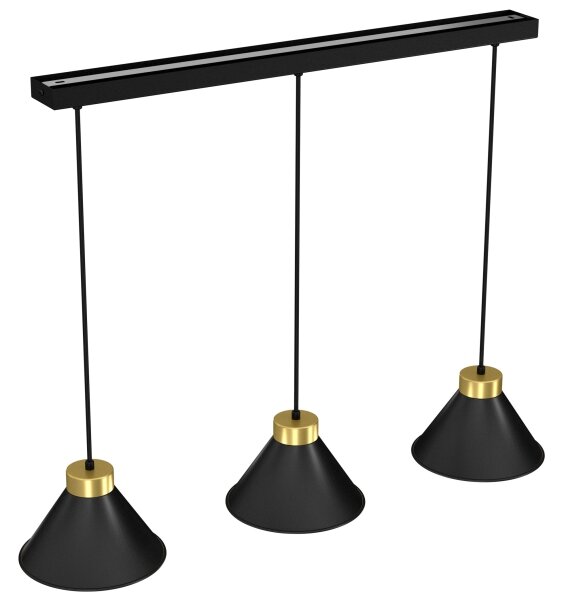 Luster na lanku DEMET 3xE27/60W/230V čierna/zlatá