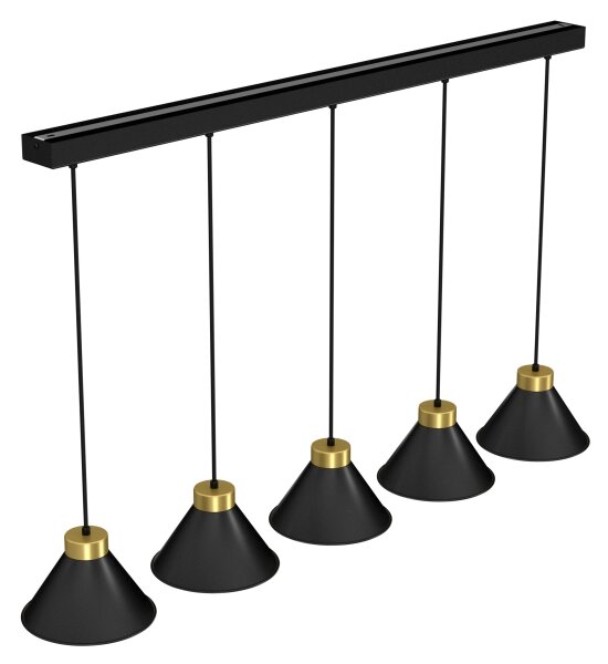 Luster na lanku DEMET 5xE27/60W/230V čierna/zlatá