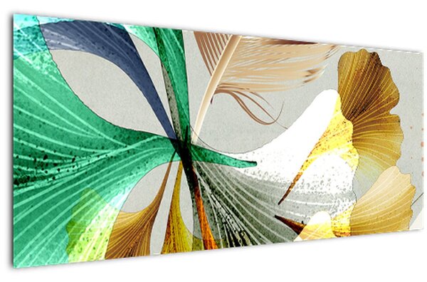 Obraz - Listy s pierkom (120x50 cm)