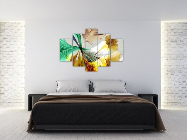 Obraz - Listy s pierkom (150x105 cm)
