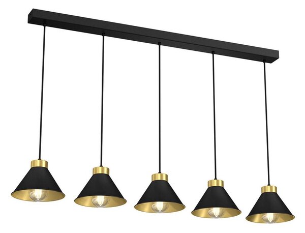 Luster na lanku DEMET 5xE27/60W/230V čierna/zlatá