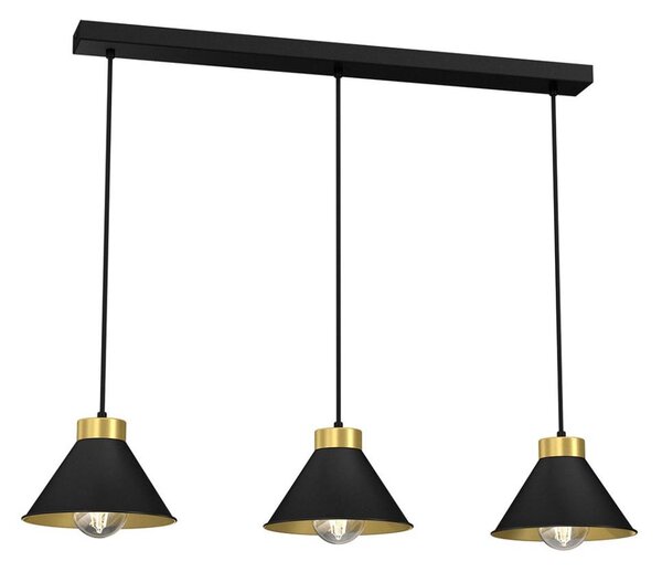 Luster na lanku DEMET 3xE27/60W/230V čierna/zlatá
