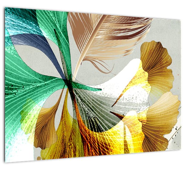 Obraz - Listy s pierkom (70x50 cm)
