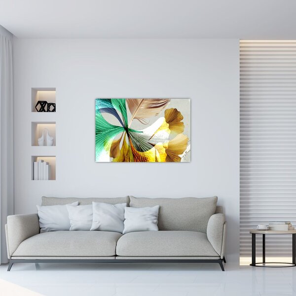 Obraz - Listy s pierkom (90x60 cm)