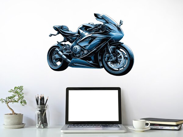 Nalepte.cz Modrá motorka textilní prelepiteľná nálepka na stenu arch 20 x 14 cm
