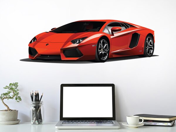 Nalepte.cz Lamborghini Aventador textilní prelepiteľná nálepka na stenu 50 x 16 cm