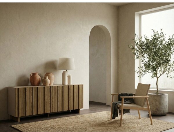 Krémovobiela/v prírodnej farbe komoda z borovicového dreva 180x78x43 cm Marlo – Marckeric