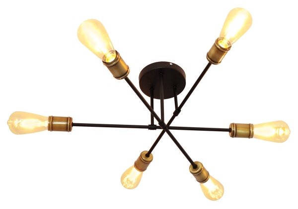 Prisadený luster CAMBRIDGE 6xE27/20W/230V čierna/zlatá