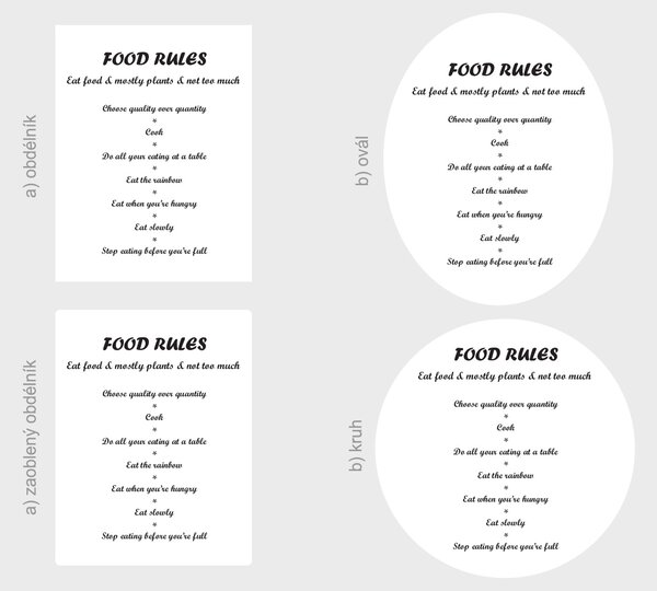 Nalepte.cz Food rules nálepka na stenu výška 20 cm