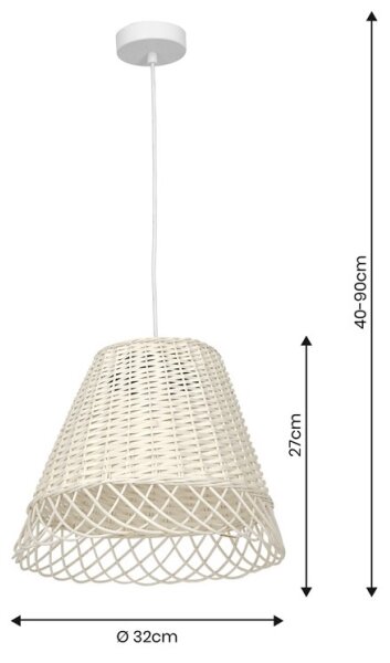 Luster na lanku VIMINI 1xE27/40W/230V ratan