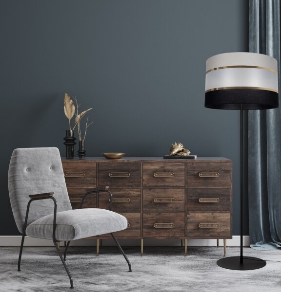 Stojacia lampa CORAL 1xE27/60W/230V čierna/šedá