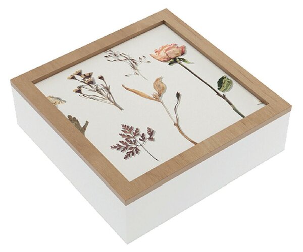 Ozdobná krabica Versa Kvety Drevo MDF 24 x 7 x 24 cm