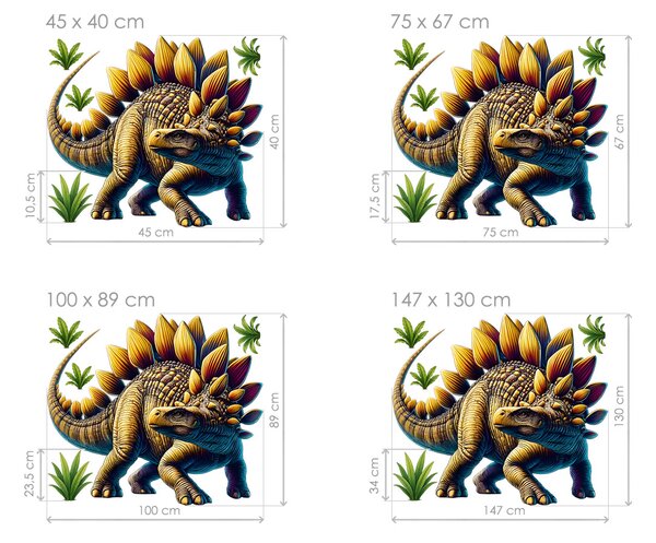 Nalepte.cz Stegosaurus textilní prelepiteľná nálepka na stenu arch 45 x 40 cm