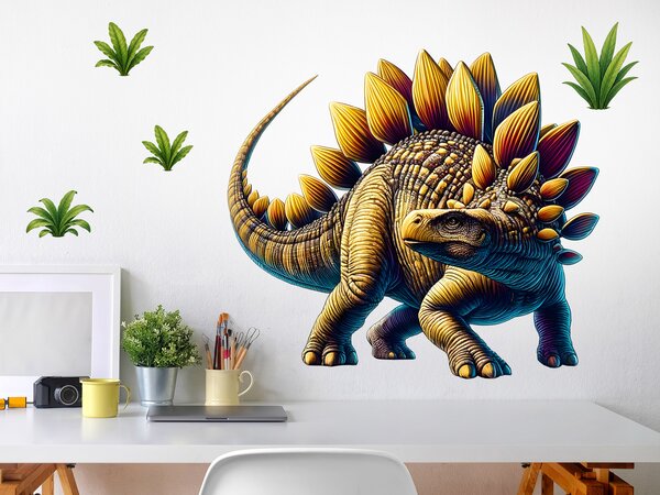 Nalepte.cz Stegosaurus textilní prelepiteľná nálepka na stenu arch 45 x 40 cm