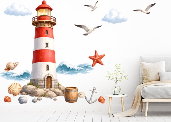Nalepte.cz Maják textilní prelepiteľná nálepka na stenu hárok 52 x 75 cm