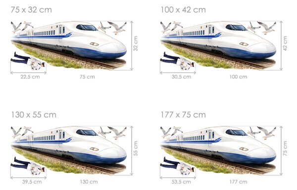 Nalepte.cz Vlak Shinkansen textilní prelepiteľná nálepka na stenu arch 75 x 32 cm