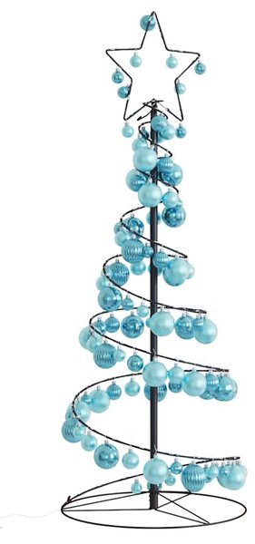 Vianočný stromček svetelný kužeľ s ozdobami 80 LED teplý biely