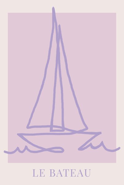 Ilustrácia Le Bateau Purple, Rose Caroline Grantz, (30 x 40 cm)