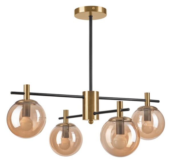 Luster na tyči LILOU 4xE14/5W/230V zlatá/čierna/dymová béžová