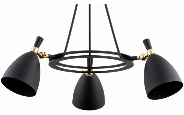 Argon 6149 - Luster na tyči CHARLOTTE 3xE27/15W/230V čierna/zlatá