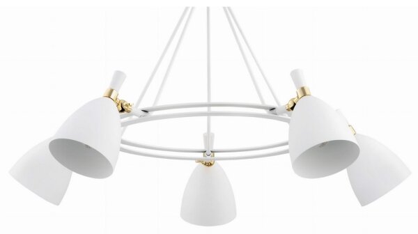 Argon 2117 - Luster na tyči CHARLOTTE 5xE27/15W/230V biela/zlatá