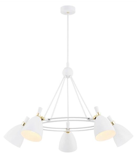Argon 2117 - Luster na tyči CHARLOTTE 5xE27/15W/230V biela/zlatá
