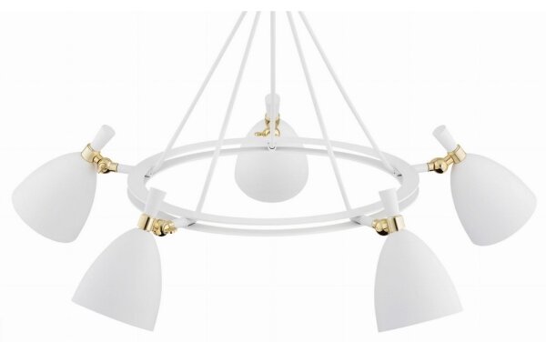Argon 2117 - Luster na tyči CHARLOTTE 5xE27/15W/230V biela/zlatá