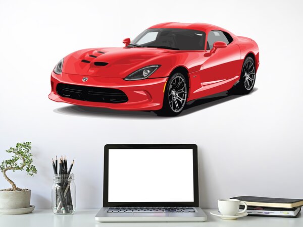 Nalepte.cz Dodge Viper textilní prelepiteľná nálepka na stenu 47 x 22 cm