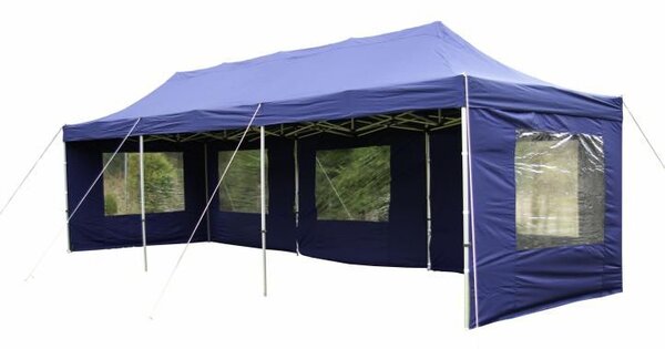 Záhradný skladací stan - modrý, 3 x 9 m