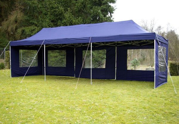 Záhradný skladací stan - modrý, 3 x 9 m