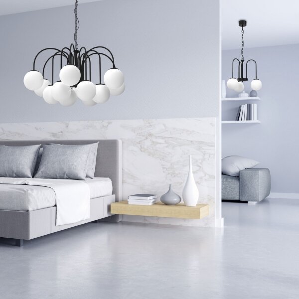 Luster na reťazi CAMBRIDGE 12xE14/60W/230V čierna