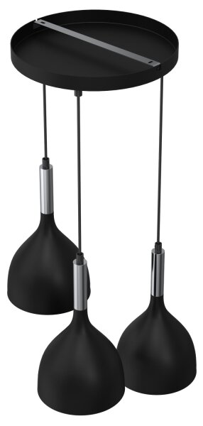 Luster na lanku NOAK 3xE27/15W/230V čierna/chróm