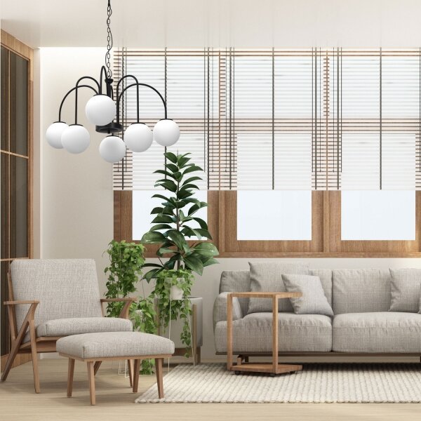 Luster na reťazi CAMBRIDGE 6xE14/60W/230V čierna