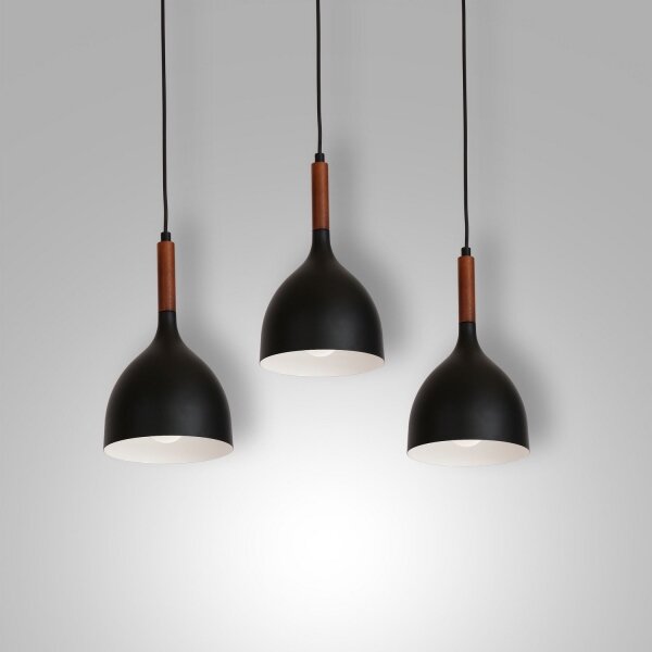 Luster na lanku NOAK WOOD 3xE27/15W/230V čierna/buk