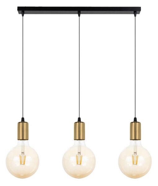 Luster na lanku MIROS 3xE27/60W/230V čierna/zlatá