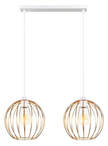 Luster na lanku MATT 2xE27/60W/230V biela/medená