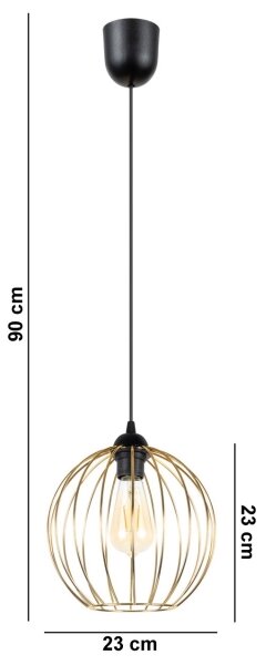 Luster na lanku MATT 1xE27/60W/230V čierna/zlatá