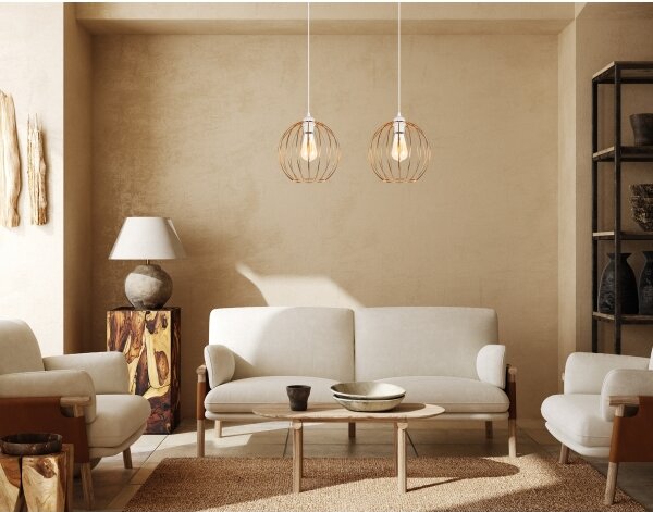Luster na lanku MATT 2xE27/60W/230V biela/medená