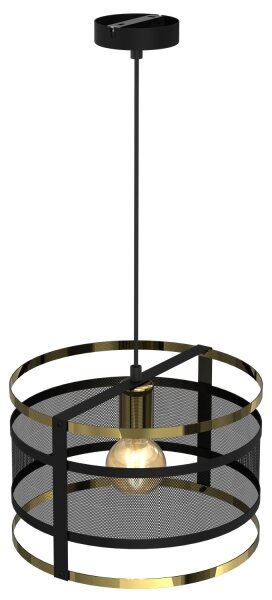 Luster na lanku RIM 1xE27/60W/230V čierna/zlatá