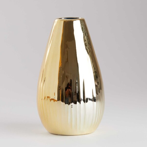 RIFFLE Váza 15,5 cm - zlatá