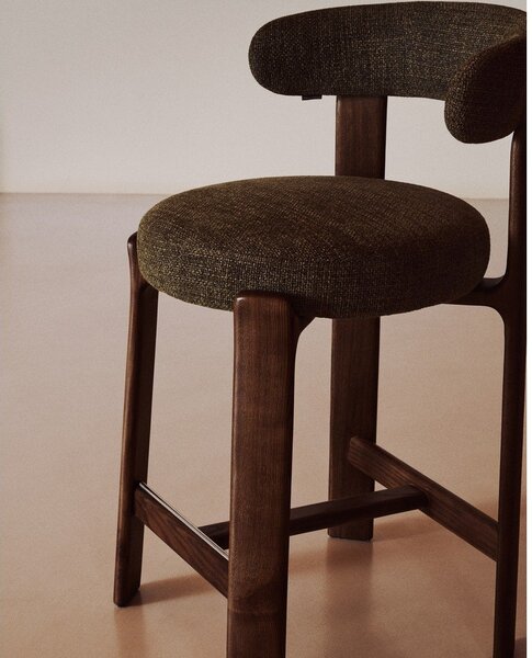 Zelená/v tmavo prírodnej farbe barová stolička z jaseňového dreva (výška sedadla 65 cm) Granite – Kave Home