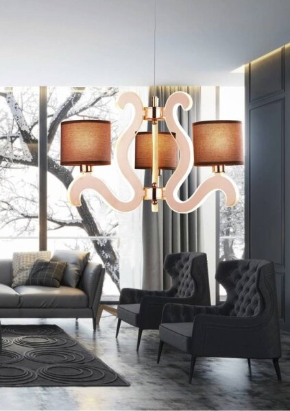 LED Luster na lanku AMBROSIA 3xE14/40W/230V + LED/18,4W medená