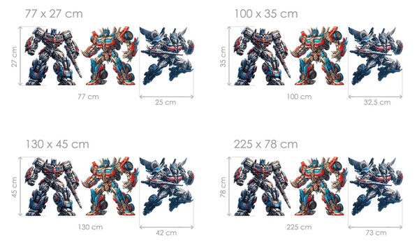 Nalepte.cz Transformers textilní prelepiteľné nálepky na stenu arch 77 x 27 cm