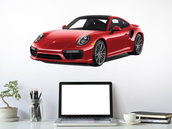 Nalepte.cz Porsche 911 textilní prelepiteľná nálepka na stenu 47 x 22 cm