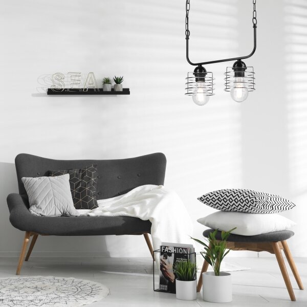 Luster na reťazi MORGAN 2xE27/60W/230V čierna/chróm