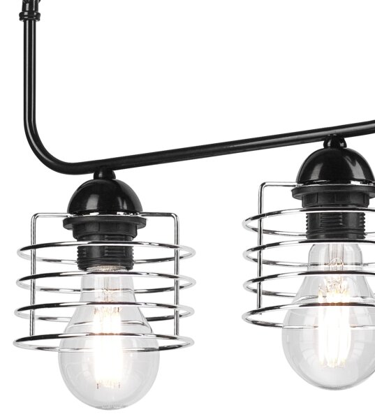 Luster na reťazi MORGAN 3xE27/60W/230V čierna/chróm