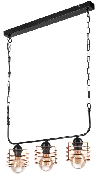 Luster na reťazi MORGAN 3xE27/60W/230V čierna/medená