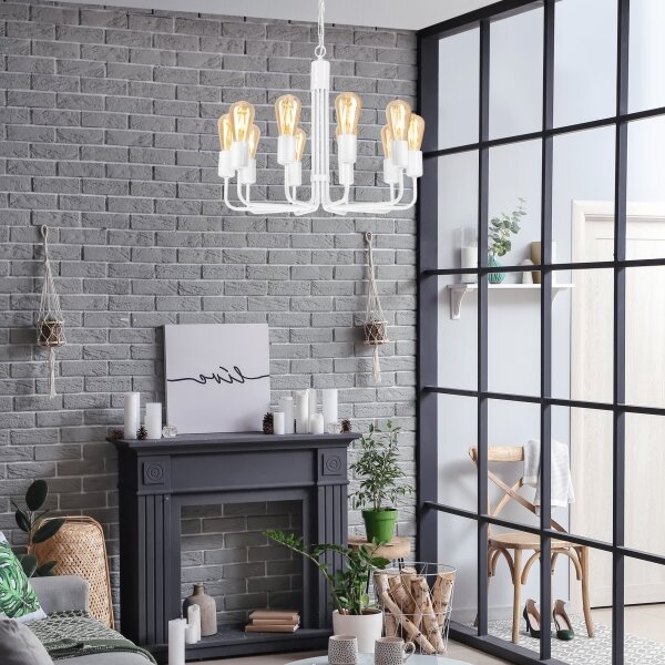 Luster na reťazi 10xE27/60W/230V biely