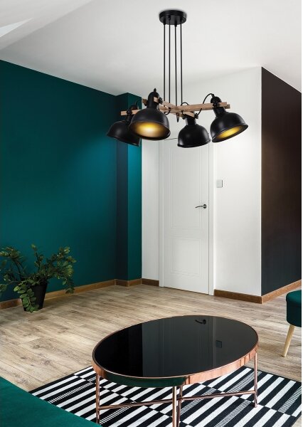 Luster na lanku RENO 4xE27/40W/230V čierna/hnedá